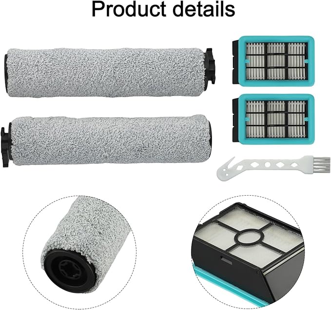 Replacement Vacuum Brush Roller Filter Set Compatible with for Bissell for CrossWave 3831 HF2 3845 3847 3848 Floor Scrubber Multi-Surface Wet Dry Vacuum Cleaner Parts Accessories with Cleaning Tool