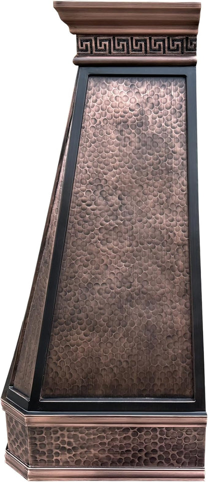 CT Copper Tailor Copper Vent Hood Wall Mount,48'' W,39''H, 1150 CFM Exhaust Fan,Stainless Steel Vent,LED Light,Dishwasher-Safe Baffle Filters,Light Hammered-Medium Patina,VH14TA2L