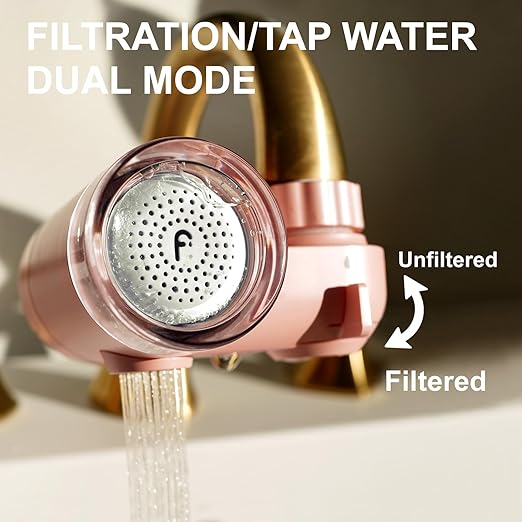 Filterbaby Skincare Filter 2.0, Bathroom Sink Filter Faucet for Skin Care, 99.9% Chlorine Removal – 0.000001 mm Carbon Fiber, Clinically Tested, Skin Hydration in 2 Weeks (Light Pink)