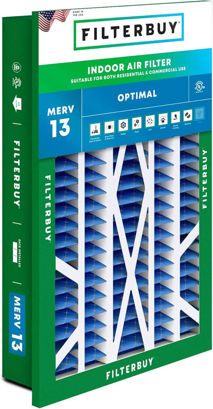 Filterbuy 16x25x5 Air Filter MERV 13 Optimal Smoke & Allergy Defense (1-Pack), Electrostatic Pleated HVAC AC Furnace Filters for Honeywell Return Grille (Actual Size: 14.38 x 23.38 x 3.69)