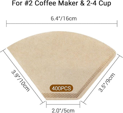 Segarty Cone Coffee Filters, 400 Count Natural Brown Paper #2 Coffee Disposable Cone Filters for Better Tasting Brewing Pour Over Dripper