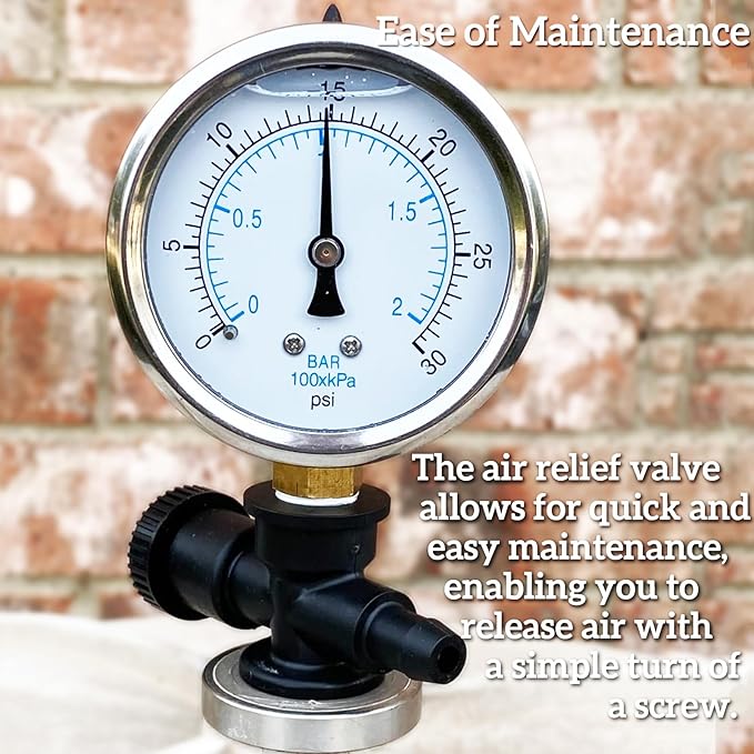 DEX2400S Air Relief Valve and Gauge Adapter Assembly Compatible with Hayward Pro, Super, Micro-Clear DE Series, Pool Sand Filter Pressure Gauge