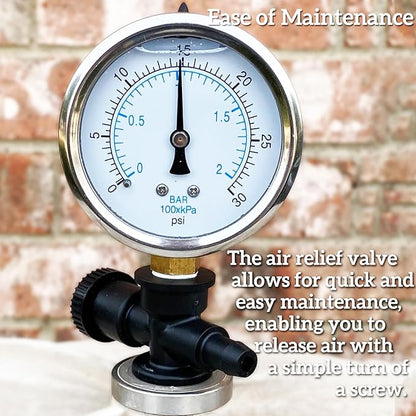 DEX2400S Air Relief Valve and Gauge Adapter Assembly Compatible with Hayward Pro, Super, Micro-Clear DE Series, Pool Sand Filter Pressure Gauge