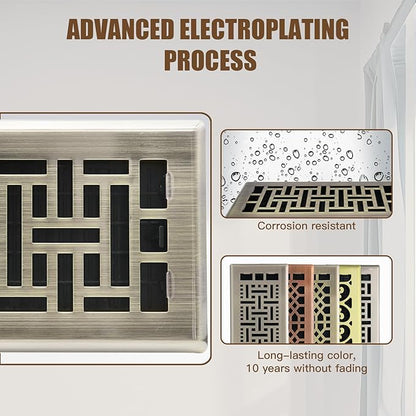Air Floor Vent Adjustable Register 4x12 Inch Floor Register Vents for Home Floor Register Vents Bronze Color