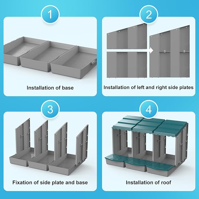 AUTENS Chicken Nesting Boxes, 1 Hole Laying Boxes,1 Nest Mat, Plastic Roll Away Chicken Nest Box, Egg Roll Out with Perch Eggs Protected Collection Area, Poultry Modular House Egg Coop Nest Perch