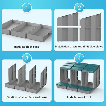AUTENS Chicken Nesting Boxes, 1 Hole Laying Boxes,1 Nest Mat, Plastic Roll Away Chicken Nest Box, Egg Roll Out with Perch Eggs Protected Collection Area, Poultry Modular House Egg Coop Nest Perch