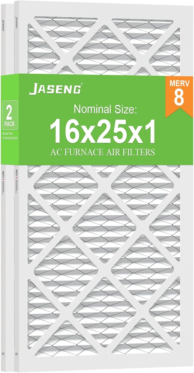 Furnace Filters 16x25x1 MERV 8, MPR 600, 2 Pack Air Filter for HVAC/AC Furnace - Actual Size: 15.75"x24.75"x0.75"