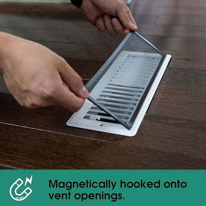 2Pcs Floor Register Cover Trap, 5x9 Inch Magnetic Air Vent Filter Floor Vent Covers Screen for Home, Dustproof Mesh Filters Net Trap Keeps Flies, Coin, Pet Hair, Food Out Covers
