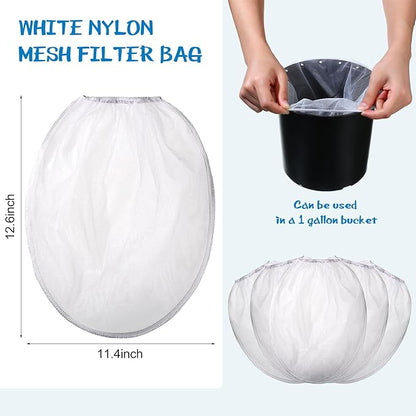 Paint Strainer Bags White Fine Mesh Filters Bag Bucket Elastic Opening Strainer Bags Hydroponic Paint Filter Bag for Paint Gardening (60 Pieces,1 Gallon)