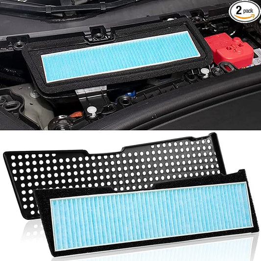 2PCS Air Intake Grille Cover + Air Intake HEPA Filter Compatible with Tesla Model 3 2023 2022 2021 Air Inlet Vent Covers A/C Internal Filter Vehicle Replacement External Accessories