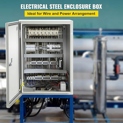 VEVOR Electrical Enclosure Box, 16'' ×12'' ×6'', Carbon Steel Hinged Junction Box, IP66 Waterproof & Dustproof, Outdoor Electrical Box, with Mounting Plate