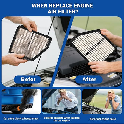 Cabin&Engine Air Filter Accessories for Honda Civic 2016-2025 2026(2.0L), HR-V HRV 2023-2025 2026(2.0L) (Only Naturally Aspirated) Activated Carbon Engine Cabin Air Filter Replace for CF11182 CA12051