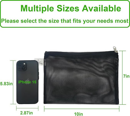 10 Pcs 10" x 7" Aquarium Filter Media Bags, Fish Tank Media Mesh Filter Bags with Zipper, Black Mesh Reusable Bags for Activated Carbon, Ceramic Rings, etc.