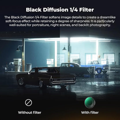 K&F CONCEPT Screw On Black Diffusion 1/4 Filter Compatible with DJI Osmo Action 6, Creative Mist Cinematic Effect Filters, Multi-Coated/Optical Glass/Aluminum Alloy Frame Action Camera Accessories