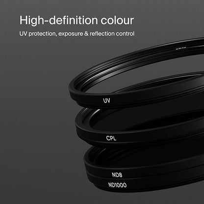 Urth 46mm 4-in-1 Lens Filter Kit (Plus+) - UV, CPL, Neutral Density ND8, ND1000, Multi-Coated Optical Glass, Ultra-Slim Camera Lens Filters