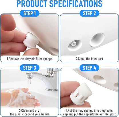 Air Filter Sponge, Compressor Replacement System, Round White Breathable Foam Filters Compatible with Cool Mist Inhaler & Vaporizer Device, Universal Size (0.59in Dia 50 Pcs)