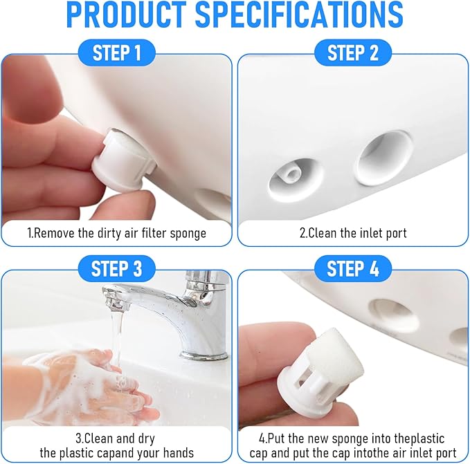 Air Filter Sponge, Compressor Replacement System, Round White Breathable Foam Filters Compatible with Cool Mist Inhaler & Vaporizer Device, Universal Size (0.59in Dia 20 Pcs)