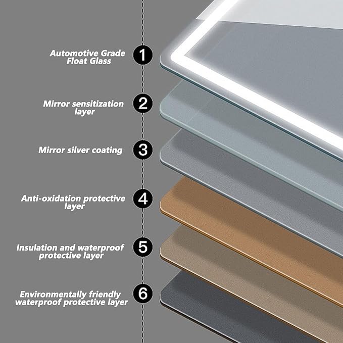 Bathroom Mirror with LED Lights, Lighted Bathroom Makeup Wall Mounted Mirror with Demister Pad, 3-Color Dimmable LED Light, for Wall Decor, Vanity, Living Room(A,75x100cm)