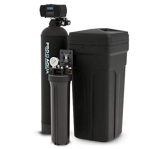 PRO+AQUA PRO-SCI-S25E Whole House Water Filter & Softener Bundle | 25,000 Grain Capacity, Removes Chlorine, Sediment, VOCs, Calcium, Magnesium, & More | Perfect for 1–2 Bathrooms | Premium Durability
