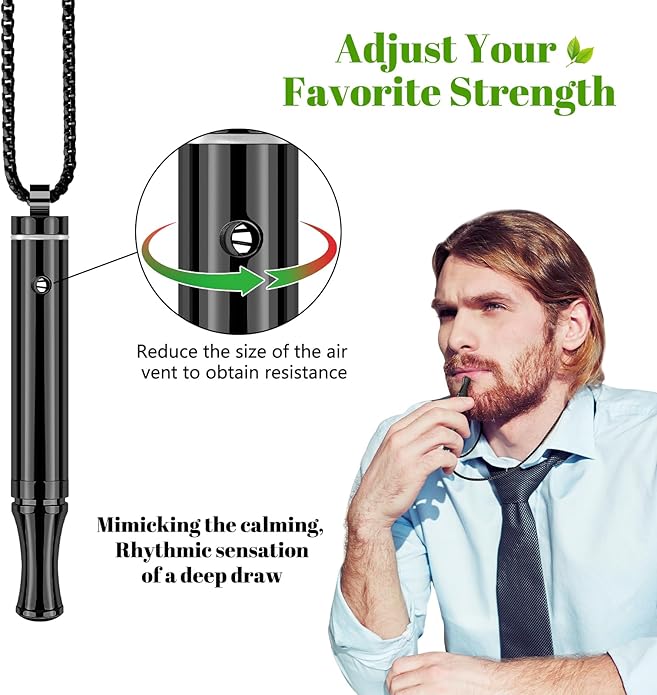 ASTOFLI Quit Smoking Breathing Necklace for Adults - Flavored Stress Breathing Necklace Stop Smoking for Women - Breathlink for Men Meditation Breathe Anxiety Whistle Necklaces inhaler Breathlace