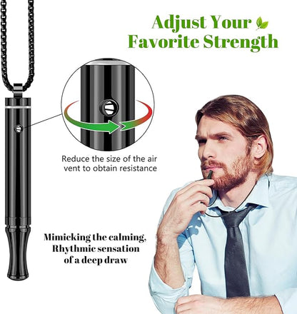 ASTOFLI Quit Smoking Breathing Necklace for Adults - Flavored Stress Breathing Necklace Stop Smoking for Women - Breathlink for Men Meditation Breathe Anxiety Whistle Necklaces inhaler Breathlace