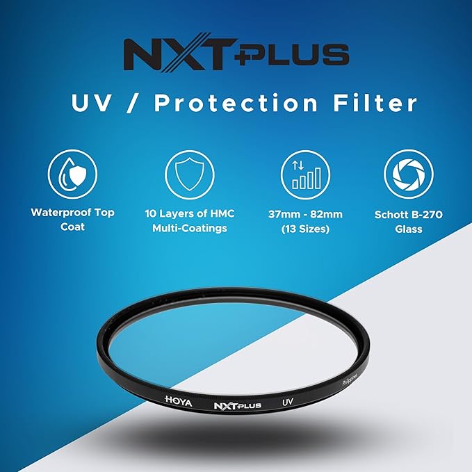 Hoya NXT Plus 46mm UV Filter — Schott B270 Clear Glass with 10-Layer HMC Multi-Coating for 98% Light Transmission, Waterproof Top-Coat, Aluminum Frame - Camera Lens Filter for Sharp, Clear Images