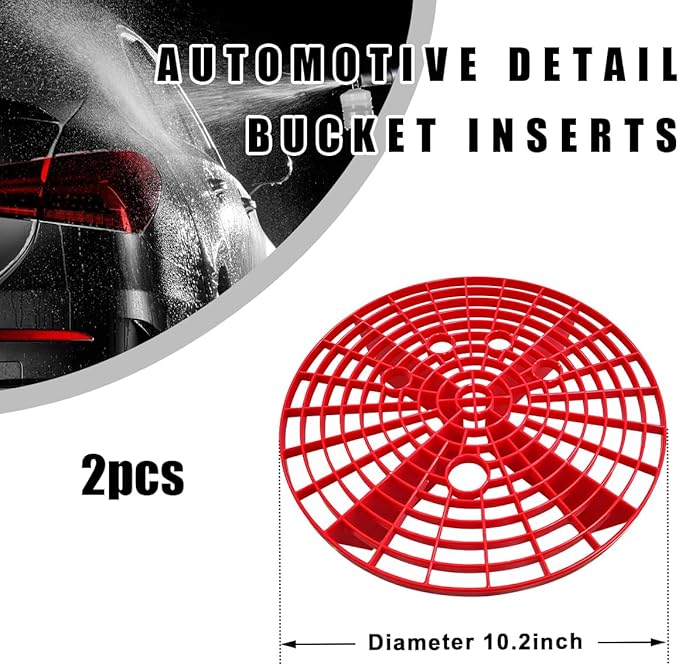 2 PCS Car Wash Bucket Insert, Dirt Guard Bucket Insert Helps Remove Dirt Debris Washing Kit, Detail Grit Trap Filter Cleaning Tool Fits 3-5 Gallon Bucket, Car Accessories（Red）