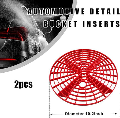 2 PCS Car Wash Bucket Insert, Dirt Guard Bucket Insert Helps Remove Dirt Debris Washing Kit, Detail Grit Trap Filter Cleaning Tool Fits 3-5 Gallon Bucket, Car Accessories（Red）