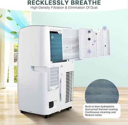 Portable Air Conditioners, 12000 BTU Portable AC for Rooms Up to 550 Sq.Ft. 3-In-1 AC with Fast Cooling, Dehumidifier & Three Speed Fan, 24H Timer/Remote Control/Ultra Quiet for Bedroom, White