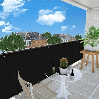 UPGRADE Balcony Privacy Screen Fence 6'X13' Outdoor HDPE Mesh Panels for Deck,Balcony,Backyard,Patio with Zip Ties Black (We Make Customized)