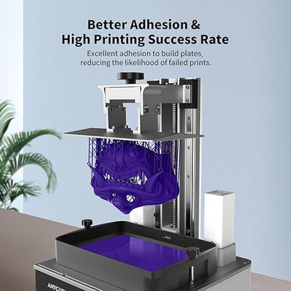 ANYCUBIC Upgraded Water Washable 3D Printer Resin, 405nm High Precision 3D Resin, Low Shrinkage Photopolymer Resin for 4K/8K/12K Capable LCD DLP Resin 3D Printer Printing (Purple, 1000g)