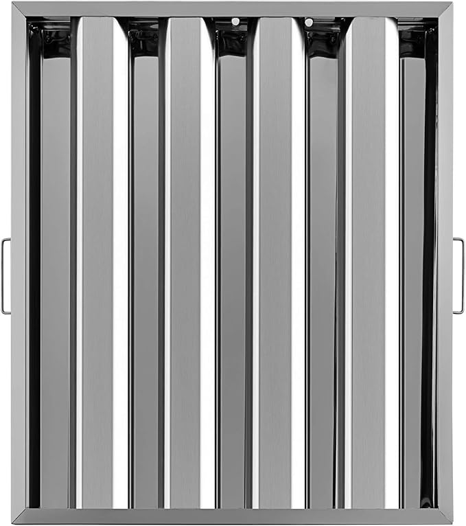 VBENLEM Pack of 6 Hood Filters 19.5W x 24.5H Inch, 430 Stainless Steel 4 Grooves Commercial Hood Filters, Range Hood Filter for Grease Rated Commercial Kitchen Exhaust Hoods