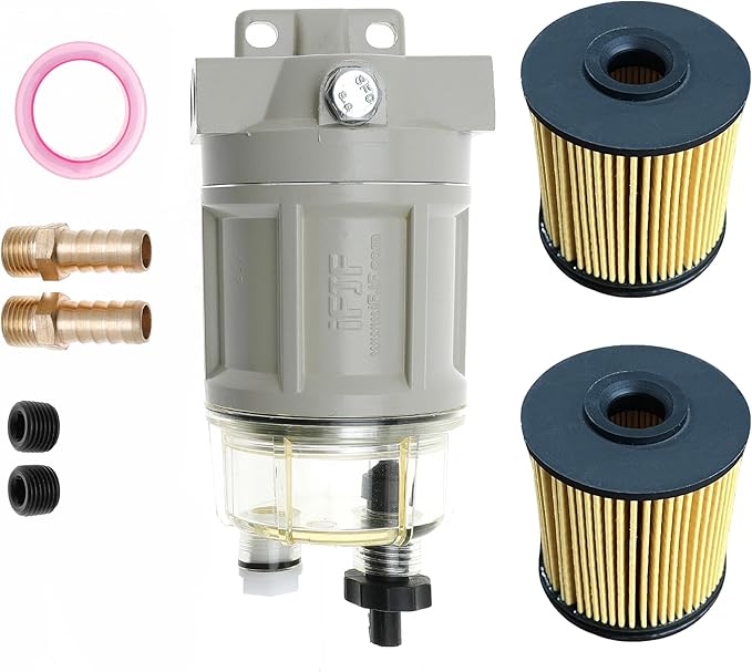 iFJF R12H (R12T Upgrade) Fuel Water Separator Marine Complete Combo - Replaces S3240 120AT NPT ZG1/4-19 Automotive Replacement Spin-on Filter Includes 2 Fittings 2 Plugs