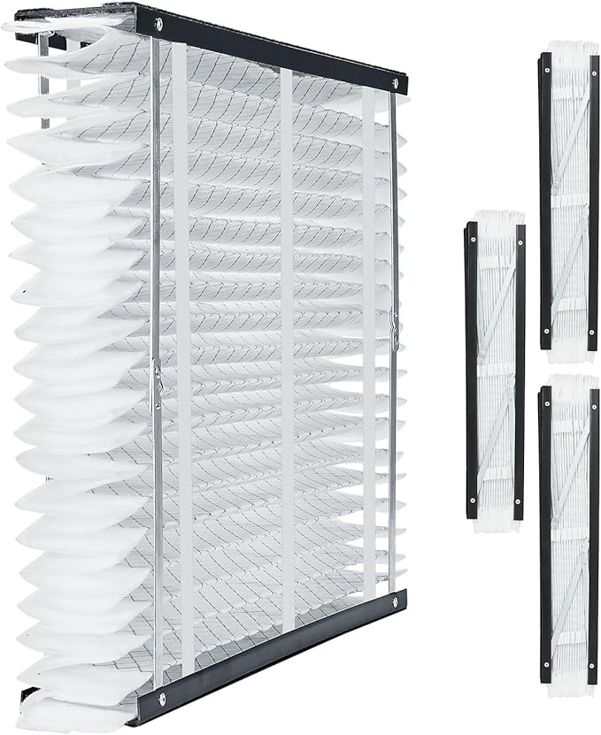 VEVOR 20x25x4 Furnace Air Filter, MERV 11 Pleated HVAC AC Replacement, Electrostatic 12-Month Air Cleaner, 4-Pack (Actual Size: 20.47x25.20x3.98 in), for Improving Home Indoor Quality