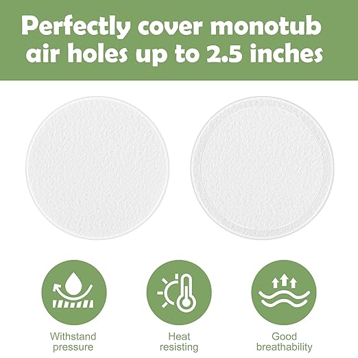 48 Pcs 2.5" Monotub Adhesive Filter Disks-2MM Thick Monotub Filter Discs-Monotub Filters for Mushroom Growing Supplies Filter Pad Replacements
