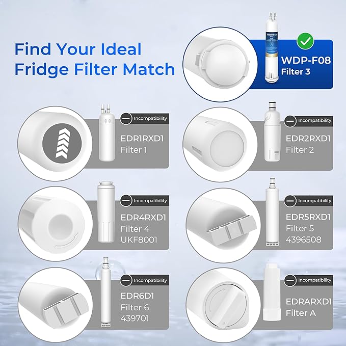Waterdrop Plus EDR3RXD1 Replacement for Everydrop® Filter 3, 4396841, 4396710, 46-9083, 46-9030, WDP-F08 Refrigerator Water Filter, 2 Filters
