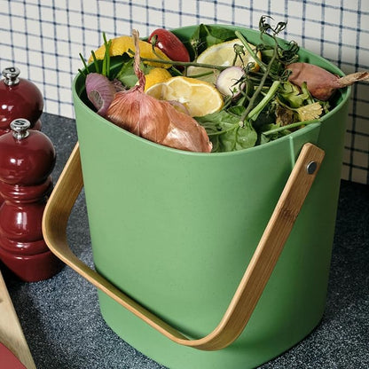Bamboozle Countertop Compost Bin Kitchen | 1 Gallon | Odorless Composting Bin with Filters | Indoor Compost Bin with Lid | Plant Based Kitchen Composter for Food Scraps & Waste Recycling | Avocado
