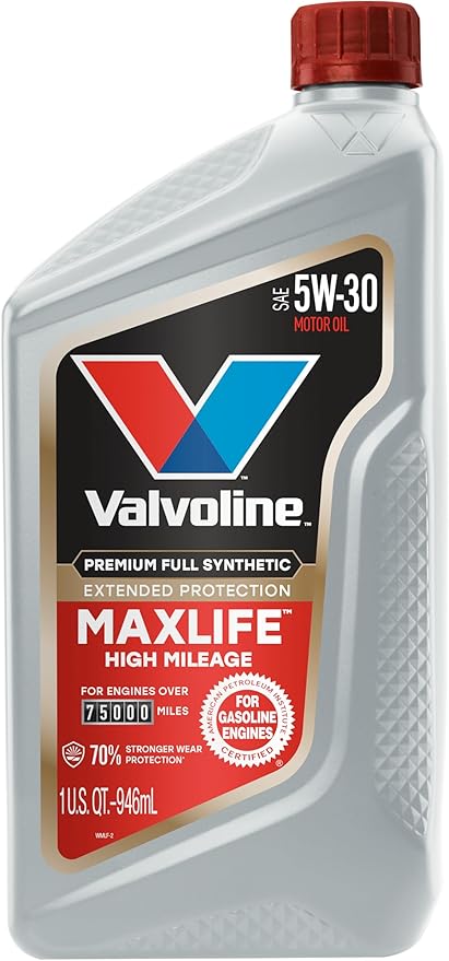 Valvoline Extended Protection High Mileage with Ultra MaxLife Technology 5W-30 Full Synthetic Motor Oil 1 QT, Case of 6