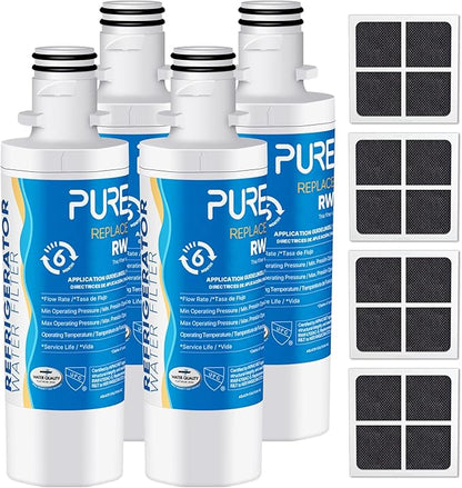 PUREPLUS ADQ747935 Replacement for LG LT1000P, Kenmore Elite 9980, LT1000, LT1000PC, MDJ64844601, ADQ74793501, LT120F Refrigerator Water and Air Filter Combo, Model: RWF4700AC, 4Pack