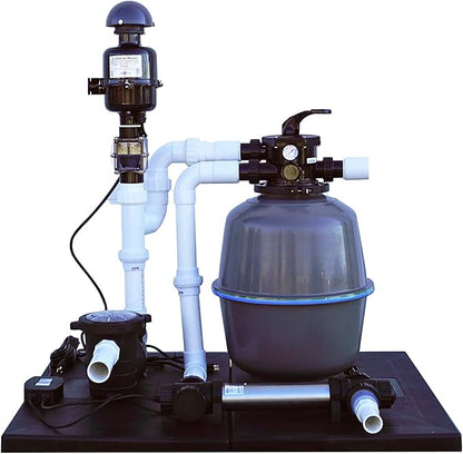 HALF OFF PONDS Simply Clear Koi Pond Filter System with 2HP Blower, UV Clarifier & 2,000 GPH Pump – Filters Ponds Up to 1500 Gallons – Complete Kit with Bio Media, Multiport Valve, Gauge