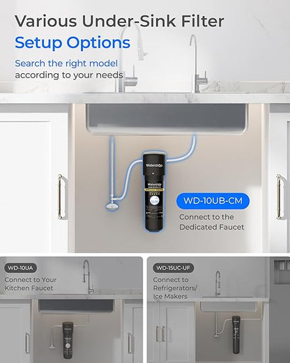 Waterdrop 10UB-CM 6 Months Under Sink Water Filter (Include: System+ 𝐅𝐚𝐮𝐜𝐞𝐭) for 99% Chloramine Reduce- Ideal for California, Florida and Washington- NSF/ANSI 42 Certified- with Faucet