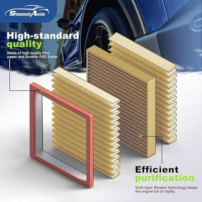 Engine & Cabin Air Filter for Chevrolet Equinox 2018-2026, GMC Terrain 2018-2026 Air filter for Car Replacement CF11966 CA12260 Automotive Accessories-2 Pack