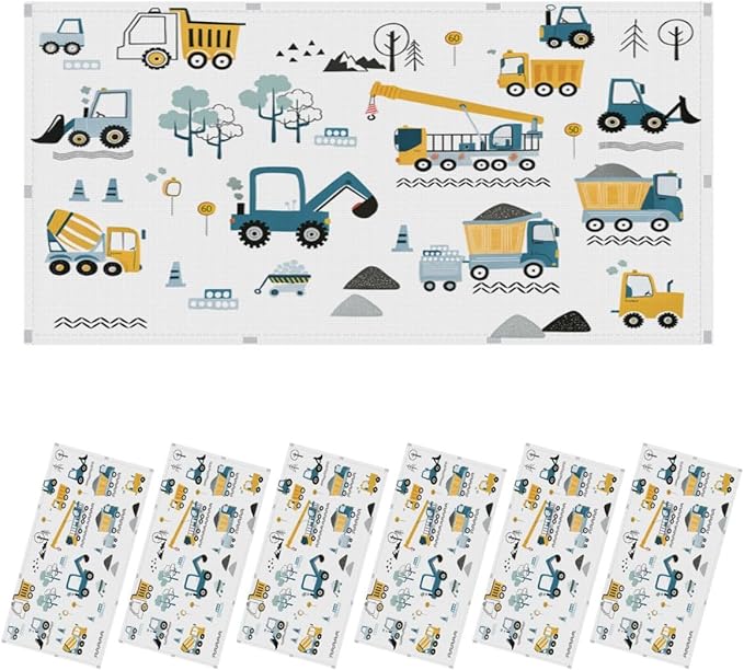 6 Pcs Fluorescent Light Covers for Ceiling Lights Construction Vehicles Machinery Trucks Cranes Cement Mixers Blue Decorative Magnets Light Filters for Office Home Classroom Must Haves 4’ x 2’