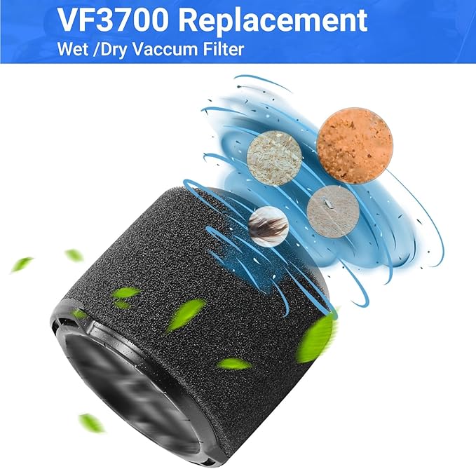 2 Pack VF3700 Filter Compatible with Rigid Vac 3-4.5 Gallon Vacuum Cleaners, Wet Application Foam Filter Fit WS0301VA WS0400DE WS14045
