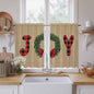Red Green Christmas Kitchen Tier Curtains 45 Inch Long 2 Panel Set,Rod Pocket Short Window Treatment,Xmas Botanical Winter Farmhouse Curtains & Drapes for Bathroom Basement 27.5"W x 45"L