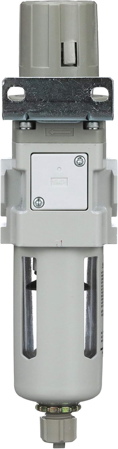 PneumaticPlus SAW300-N03BG Compressed Air Filter Regulator Piggyback Combo 3/8" NPT - Poly Bowl, Manual Drain, Bracket, Gauge
