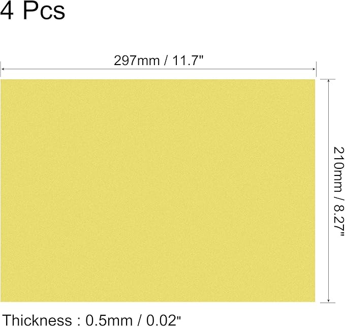 uxcell 4Pcs A4 Gel Light Lighting Filter Overlay Transparent Color Correction Plastic Vinyl PVC Sheets Photography Television Matte Yellow,0.5mm