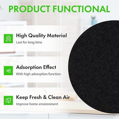 6.5 Inch Kitchen Compost Bin Filters Charcoal Replacement, ENLOY 12 Pack Charcoal Filters for Countertop Home Bucket, Longer Lasting Round Extra Thick Activated Charcoal