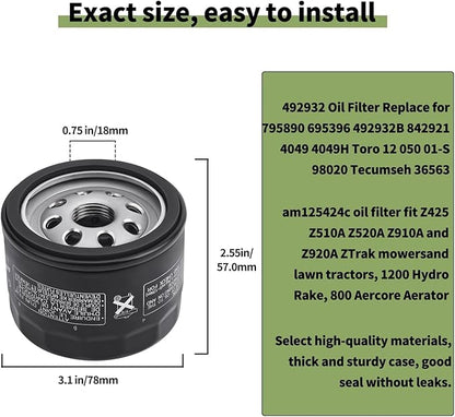 49065-0721 Oil Filter Compatiable with Kawasaki FR541V FR600V FR651V FR691V FR730V FS481V FS541V FS600V FS651V FS691V FS730V FX481V FX541V FX600V FX651V FX691V FX730V Engines 49065-7007 (2PCS)