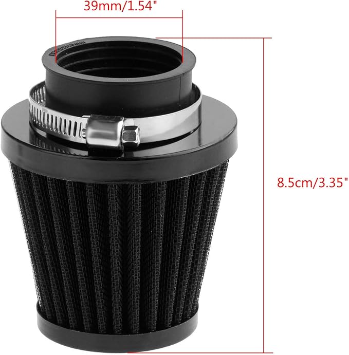 Mtsooning Motorcycle Air Filter Pod, 39mm Washable Universal Clamp-On Breathers, Cone Intake filter Replacement for ATV Dirt Pit Bike Go Kart Motorbike